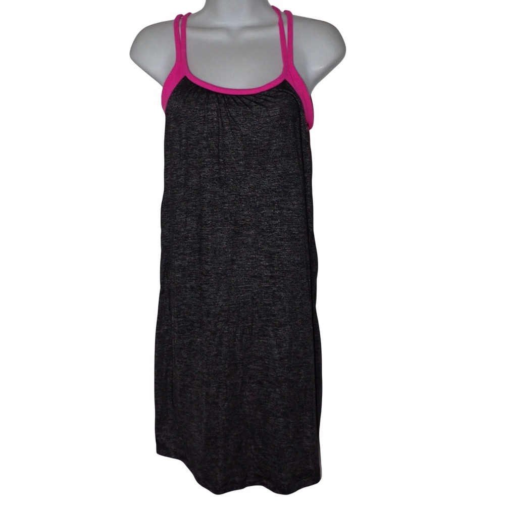 Athleta Womens Gray Pink Layered Look Active Tank Top Size S Strappy Workout